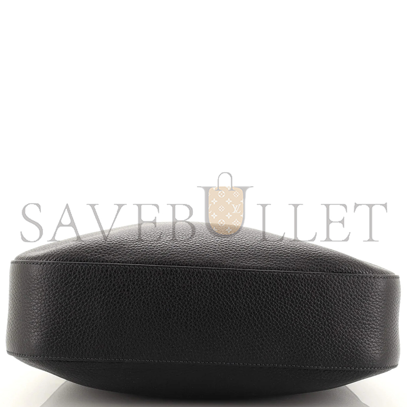 Pra*a logo strap shoudler bag leather medium black 1bc178 (32*25.5*7.5cm)